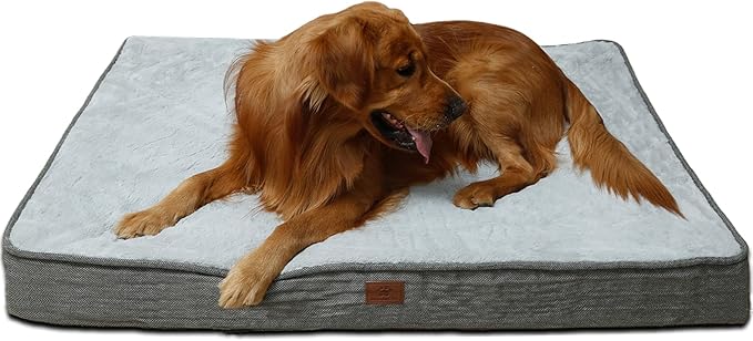 Waterproof Dog Beds for Large Dogs with Washable Cover, Soft Pet Bed Mat Pillows for Medium, Extra Large Dogs,Classic Pet Bed Mat Egg-Crate FoamStyle(31"X25"X3") Grey