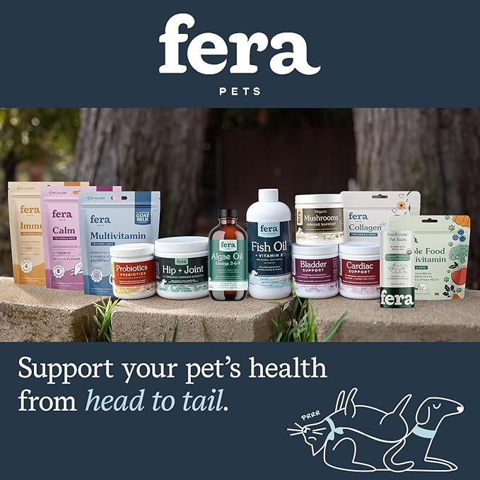 Fera Pet Organics Fish Oil for Dogs & Cats – 8oz, 48 Servings – Vet Created - Liquid Fish Oil with Wild-Caught Fish - for Pet’s Skin, Immune & Brain Function