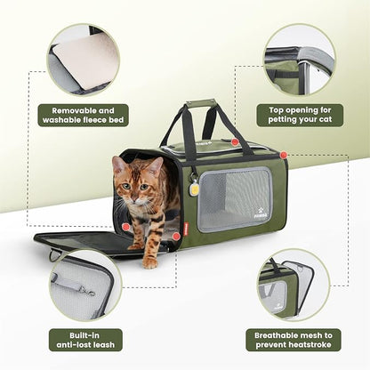 Pawaii Pet Carrier, TSA Airline Approved Cat Carrier, Soft Sided Collapsible Pet Travel Carrier, Foldable, Protable, Travel Friendly, Comfortable, Convenient Pet Travel Carrier