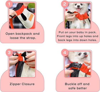 Dog Backpack Carrier Puppy Backpack Carrier for Small Dogs Cats Hands-Free Safety pet Front Carrier Suitable for Small Animal Breeds 5-10 lbs for Hiking Travel Blue L