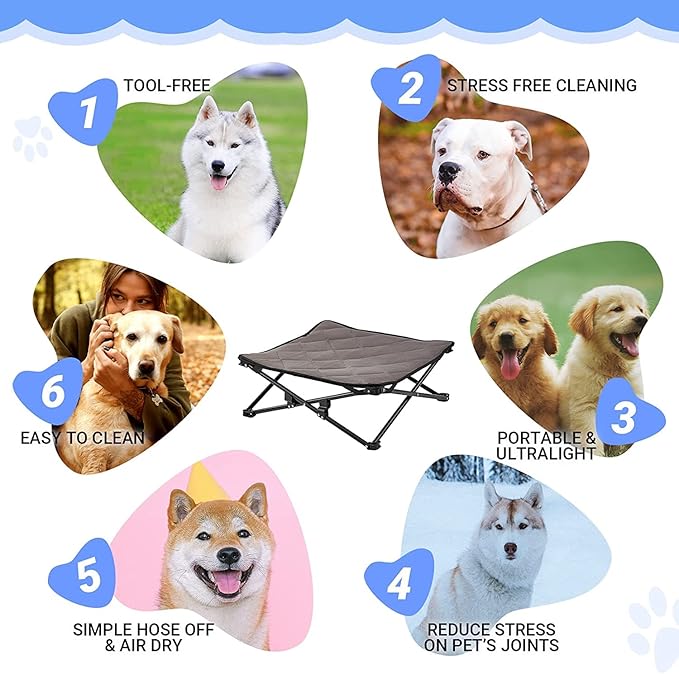 KingCamp Elevated Dog Bed Portable Raised Dog Beds Stable Folding Dog Cot Dog Camping Bed for Outdoor Travel with Washable Mesh for Small 40 lbs 4-Pack
