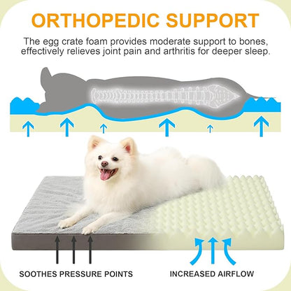 KSIIA Orthopedic Dog Bed 29 x 18 Inch, 3-Inch Thick