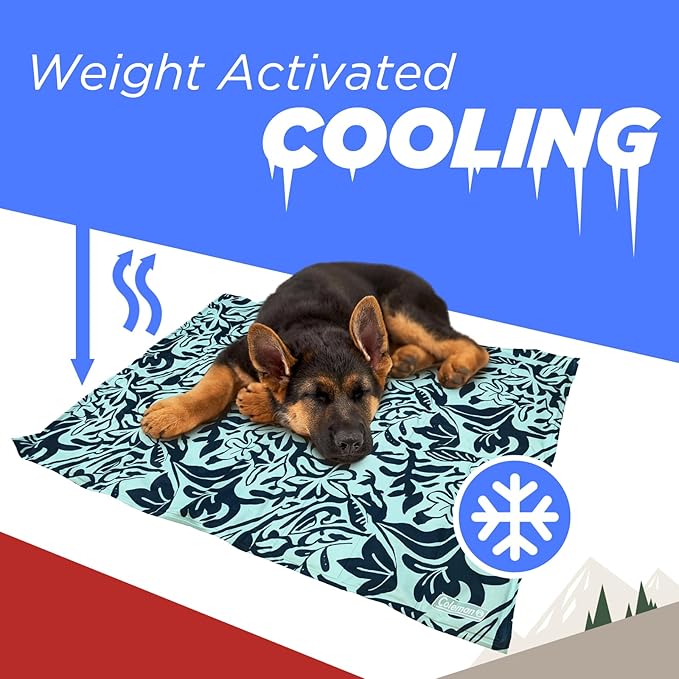 Coleman Medium Navy Botanical Pattern Reversible Cooling Mat 24” x 30”