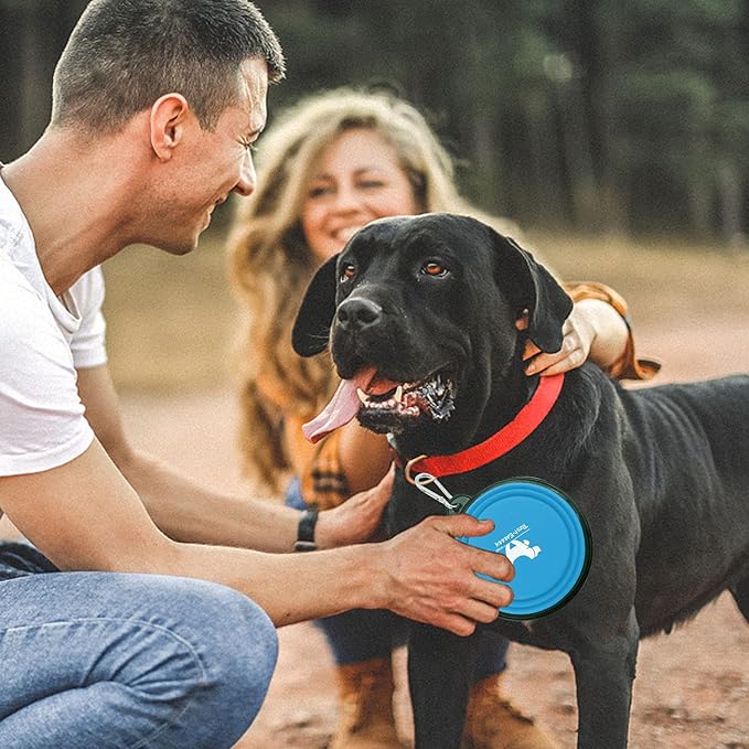 Collapsible Dog Bowls for Travel, 2-Pack Dog Portable Water Bowl for Dogs Cats Pet Foldable Feeding Watering Dish for Traveling Camping Walking with 2 Carabiners, BPA Free