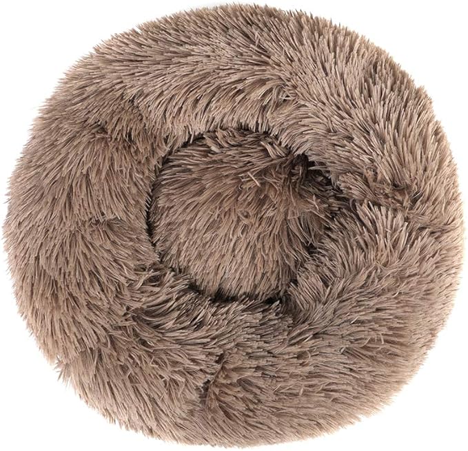 otoez Round Donut Dog Bed for Small Dogs (23.6", Khaki)