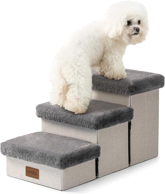 C0ZY KISS Dog Storage Stairs for Couch 14" H 24.8x13x13.58in, Grey, 3 Tiers