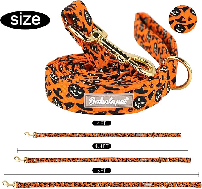 Halloween Dog Leash Durable Handmade Black Evil Pumpkin 120cm