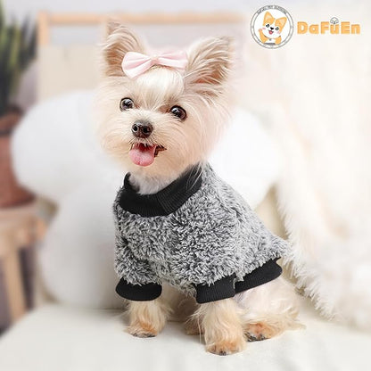 Dog Sweaters for Small Dogs Girl Boy Winter Puppy Sweater Clothes Fleece Warm Pet Outfit for Chihuahua Yorkie Teacup Cute Plain Cold Weather Dog Coat Cat Apparel Clothing (Small