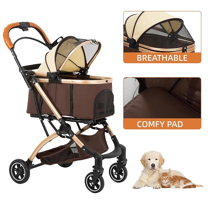 4 in 1 Folding Dog Stroller 4 Wheels