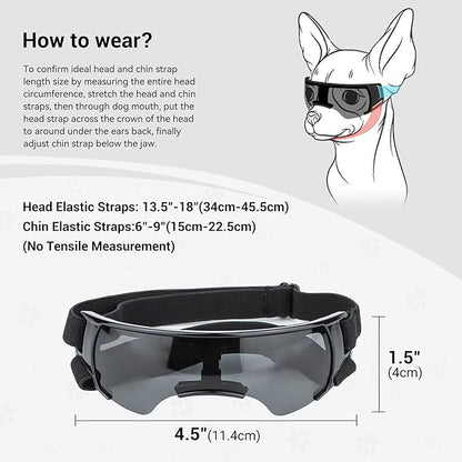 ENJOYING Dog Sunglasses Small Dog Goggles Anti-UV Doggy Glasses for Small Dogs Big Cats Impact/Wind/Dust/Fog Proof Puppy Eye Protection