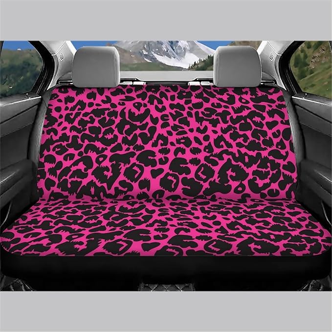 CLOHOMIN Leopard Print Car Seat Cover for Back Rear Only Pink Animal Cheetah SUV Truck Van Seats Protector for Dog Pets