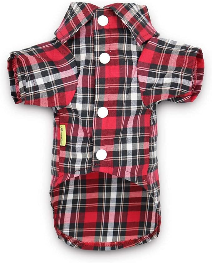 DroolingDog 3 Pack Plaid Dog Tee Shirt Puppy Button Up Shirts Polo T Shirts Small Dogs Clothes Breathable Summer T-Shirts