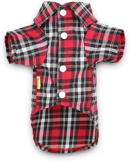 DroolingDog 3 Pack Plaid Dog Tee Shirt Puppy Button Up Shirts Polo T Shirts Small Dogs Clothes Breathable Summer T-Shirt