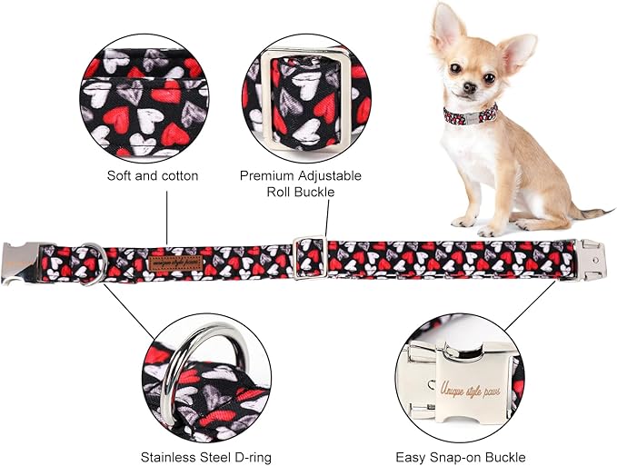 Unique Style Paws Valentine's Day Dog Collar Heart