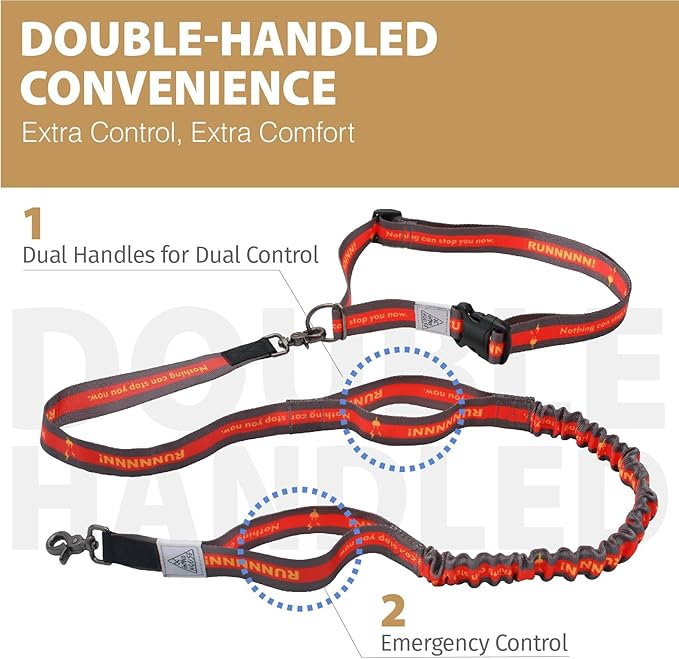 Hands Free Dog Leash with Waist Belt Lifetime Replacement 5518