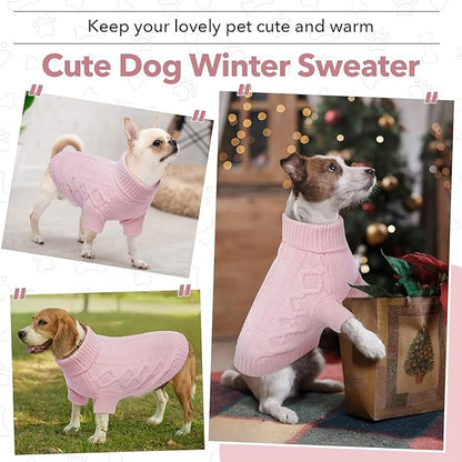 Small Dog Sweater, Fall Puppy Sweaters Boys Girls, Knit Dog Sweatershirt with Harness Hole, Halloween Sweater for Small Dogs, Thick Pullover Doggie Costumes for Toy Poodle, Yorkie, Pink S