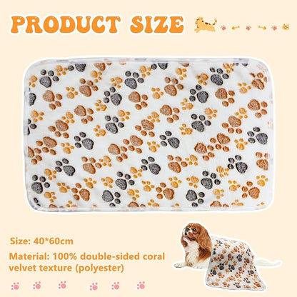 Dohia Warm Pet Blanket Super Soft Fluffy Print Blanket/Bed Cover for Dog Puppy Cat D2-CWMT (Beige)