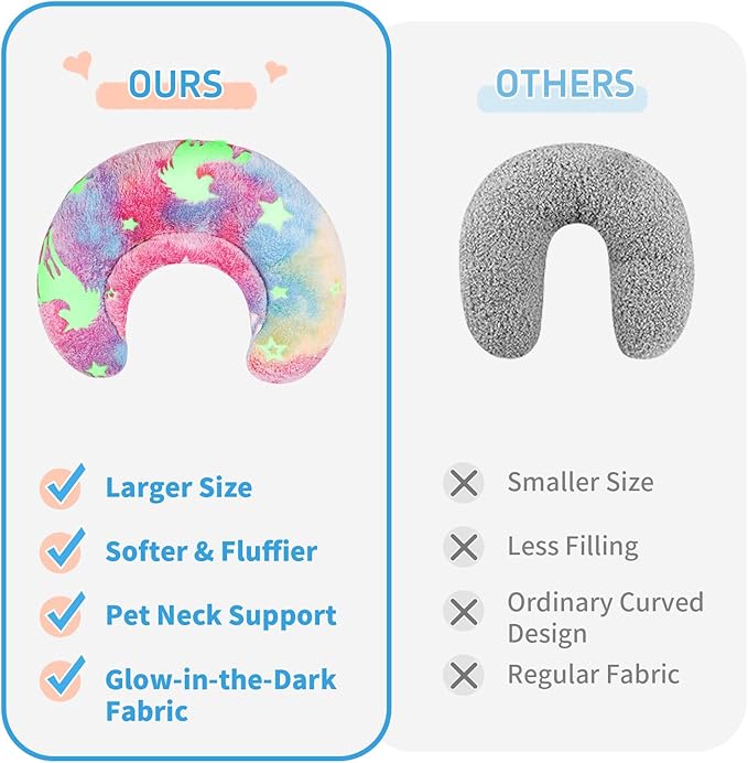 Glow-in-the-Dark U-Shaped Calming Pet Pillow for Dogs & Cats