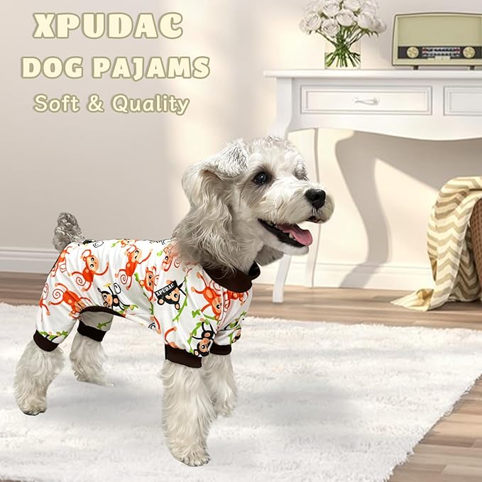 XPUDAC 4 Pack Dog Pajamas Soft Strechy Summer Dog Clothes for Small Medium Dogs Boy Girl Cat Apparel-Mediwum