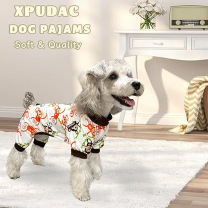 XPUDAC 4 Pack Dog Pajamas Soft Strechy Summer Dog Clothes for Large Medium Dogs Boy Girl Cat Apparel-3X-Large