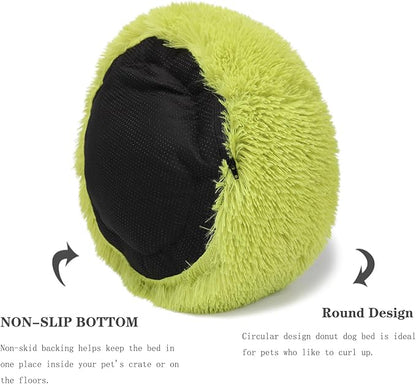 Extra Small Dog Bed Green Washable 15 inches Donut Soft Small Pet Bed 5 lbs