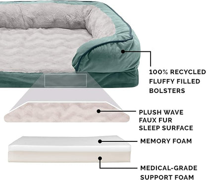 Furhaven Memory Foam Dog Bed for Large Dogs w/ Removable Bolsters & Washable Cover 95 lbs
