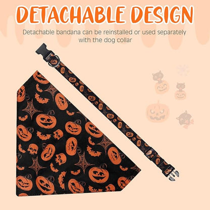 Halloween Dog Collar with Detachable Bandana