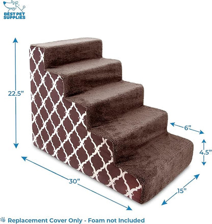 Best Pet Supplies Foam Pet Steps Cover for Small Dogs and Cats 5-Step (Cover