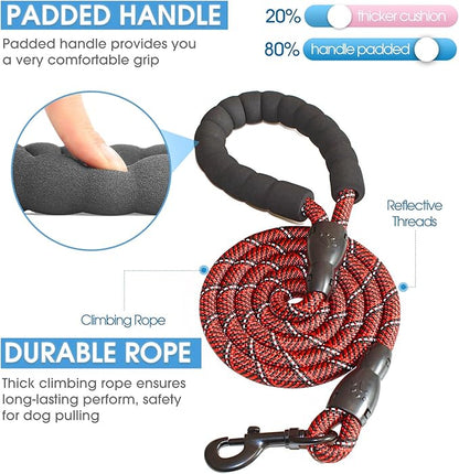 BAAPET 2/4/5/6 FT Dog Leash with Comfortable Padded Handle and Highly Reflective Threads for Small Medium and Large Dogs (5FT-1/2''