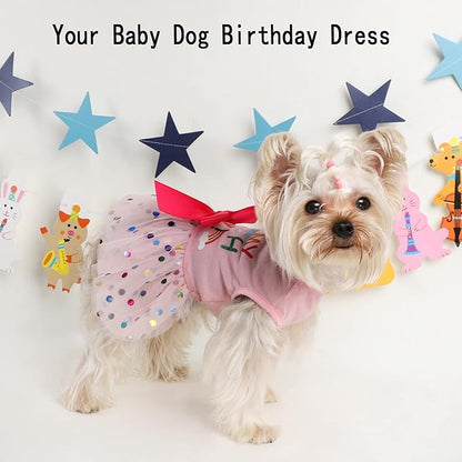 Dog Dress Birthday Clothes for Small Medium Dogs