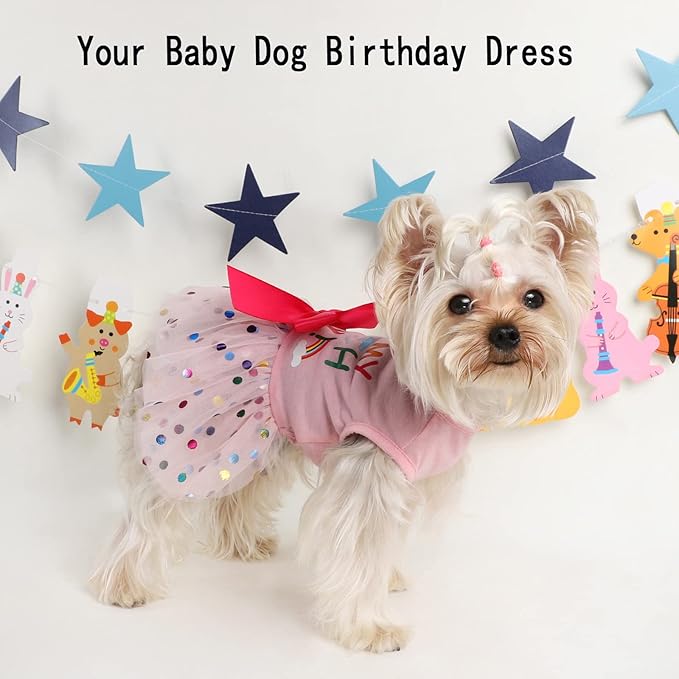 Dog Birthday Outfit Dress for Small Medium Dogs
