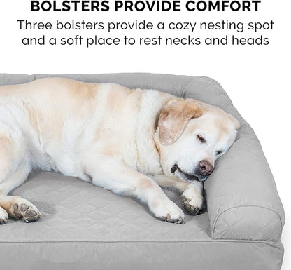 Furhaven Memory Foam Dog Bed for Large/Medium Dogs w/ Removable Bolsters & Washable Cover 55 lbs