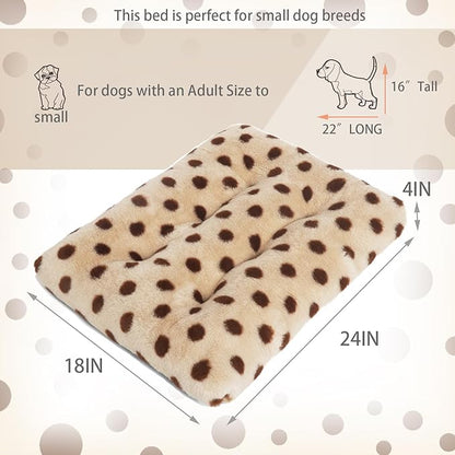 24x18 Dog Bed for Crate Beige with Coffee Spots, Comfortable Dog Crate Mat 24 Inch, Anti-Slip, Washable Small Dog Bed for Crate