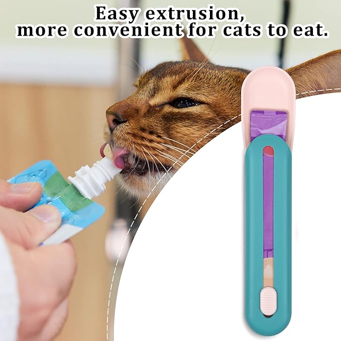 FuninCrea Lickable Cat Treats Spoon, Cat Liquid Snacks Feeding Spoon Pet Food Scoop for Feeding Lickable Wet Treats, Creative Pet Liquid Snacks Feeder for Cats and Dogs (Blue)