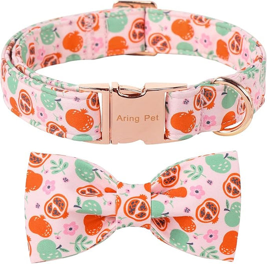 ARING PET Fall Dog Collar-Cute Pink Dog Collar with Bow