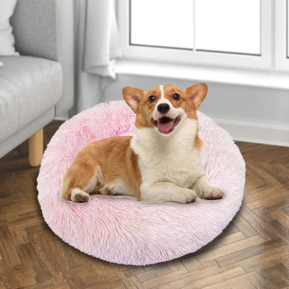 Deluxe Calming Dog Bed for Small Medium Dogs & Cats M(28" x 28" x 10"))