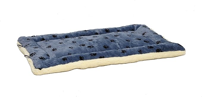 MidWest Homes for Pets Reversible Paw Print Pet Bed in Blue / White 45.2L x 28W x 3.8H for