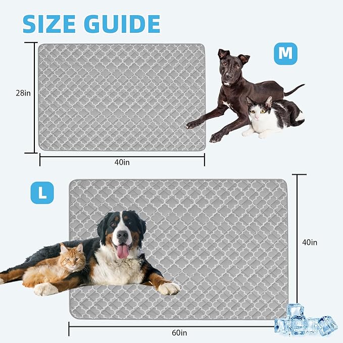 PUPTECK Dog Cooling Mat for Medium Large Dogs, Cooling Blanket for Kennels Crate Floor, Pets Cooling Pad, Self-Cooling Bed for Dog Cat Summer Sleeping Outside, Washable & Portable, Large 28"x40"