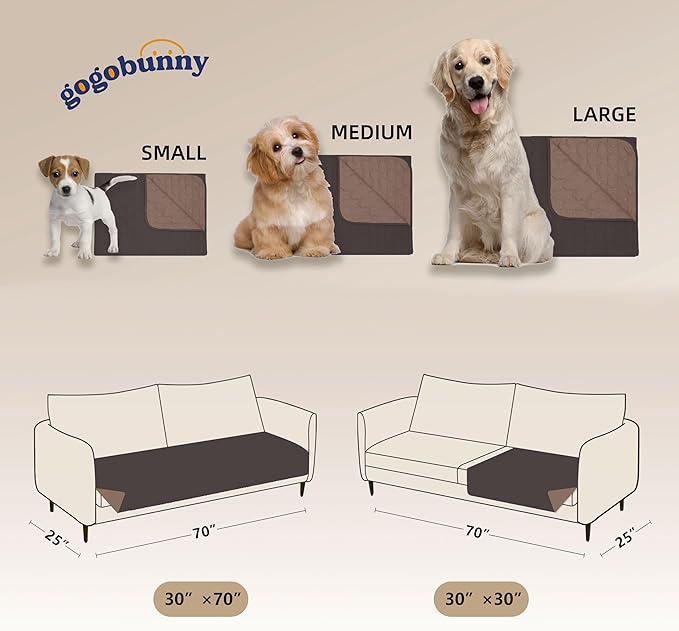 gogobunny 100% Double Sided Waterproof Dog Blanket Soft Pet Bed Cover Reversible Protect Furniture Couch Sofa Car for Puppy Large Dog Cat (Dark Coffee/Light Coffee 30x70 Inch 1))