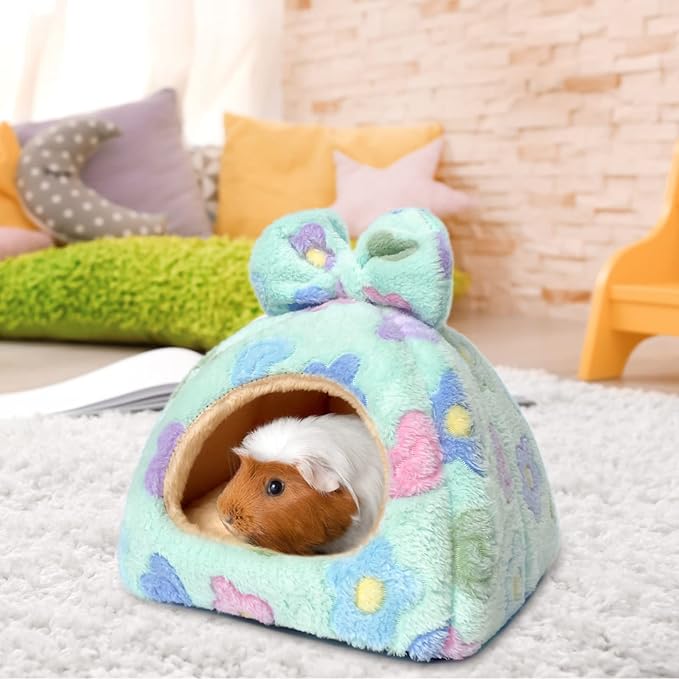 Guinea Pig Hideout Hamster Bed Chinchilla House Cute Habitat Warm&Cozy Cage Accessories for Ferret Hedgehog Small Pet Washable