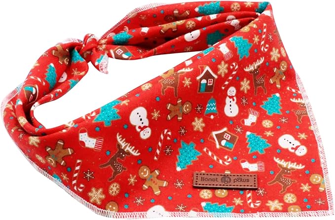 Lionet Paws Christmas Dog Bandana Washable Cotton Handkerchief