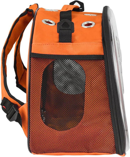 Pet Carrier Backpack, cat Carrier Bag, cat Dog Carrier Bag, Bird Carrier Bag, Backpack Carrier with Foldable Shoulder Strap, Designed for Cats and Puppies, Airline Approved, Travel, Hiking (Orange)