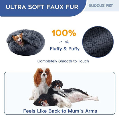 suddus Anti Anxiety Dog Bed with Blanket Attached 26"