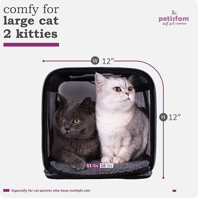 Soft Pet Carrier for Large and Medium Cats, 2 Kitties, Small Dogs. Easy to Get Cat in, Great for Cats That Don't Like Carriers (Viva Magenta)