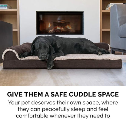 Furhaven Memory Foam Dog Bed for Large Dogs w/ Removable Bolsters & Washable Cover 125 lbs