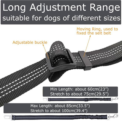 2 Dog Car Harness Seatbelt Seat Belt Leash Travel Accessories Bungee Anti Shock Pet Cat Adjustable Lead Clip Safety Seats Belts Grey