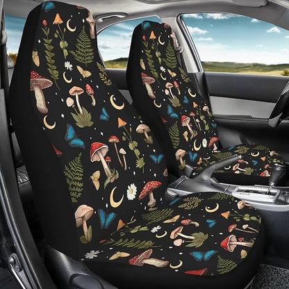 Mushroom Daisy Print Car Seat Covers Front Seats Only Set for Women Men