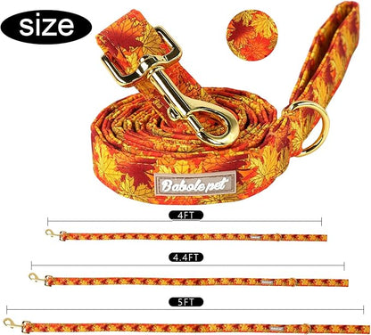 Autumn Dog Leash Durable Handmade Orange Gold Maple 135cm