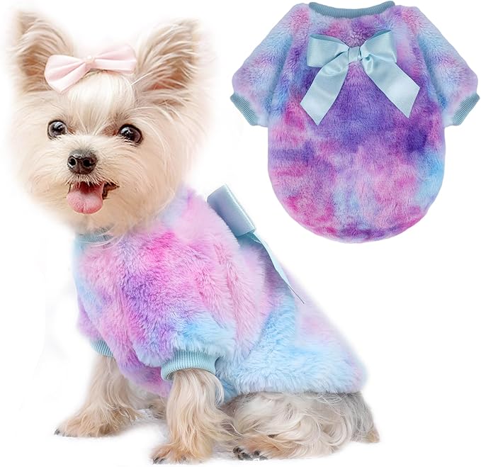 Tie-Dye Puppy Sweater Dog Sweaters for Small Dogs Girl Boy Winter Warm Pet Clothes Outfits for Chihuahua Yorkie Shih Tzu Teacup Cold Weather Dog Coat Spring Cat Apparel (X-Small 2)