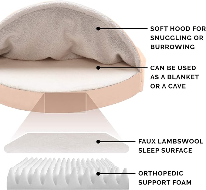 Furhaven 26" Round Orthopedic Dog Bed for Medium/Small Dogs w/ Removable Washable Cover 30 lbs 26-inch